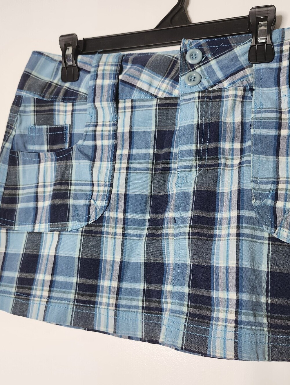 Y2K Blue Plaid Micro Mini Skirt - Picture 2 of 9